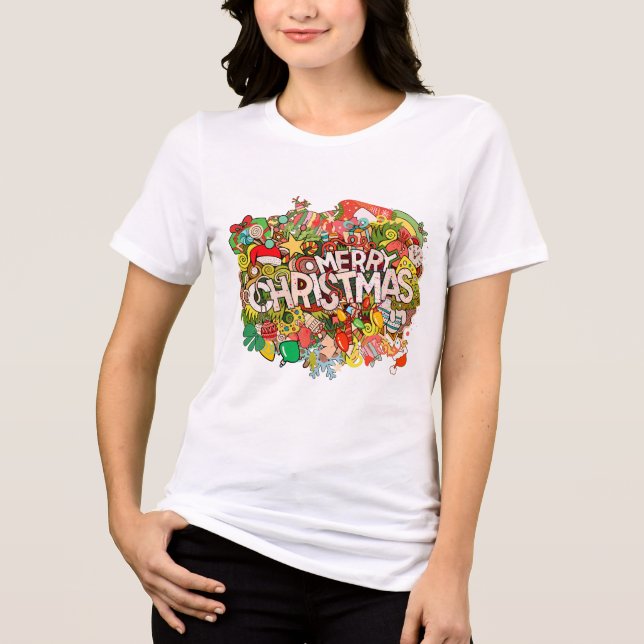 T-shirt En Tri-matière Joyeux Doodle de Noël Extravaganza (Recto)
