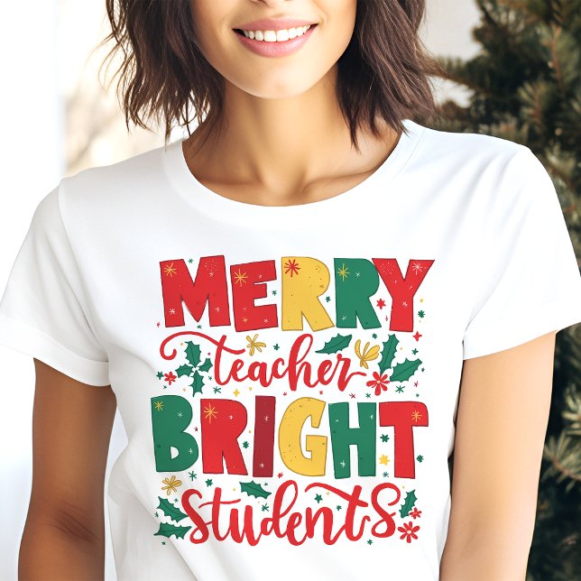 T-shirt En Tri-matière Joyeux enseignant brillant élèves Noël (Créateur téléchargé)