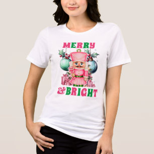 T-shirt En Tri-matière Joyeux et rose vif Noisette de Noël