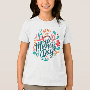 T-shirt En Tri-matière Joyeux Fête des Mères Design floral-63754 Bouton