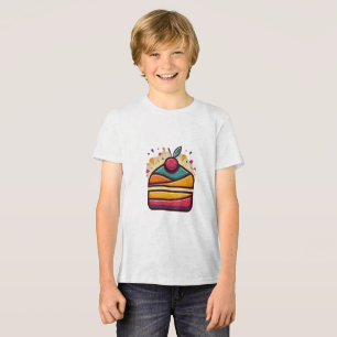 T-shirt En Tri-matière Joyeux gâteau d'anniversaire Jeune Tri-Blend