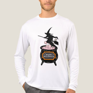 T-shirt En Tri-matière Joyeux Halloween Sorcière Chaudron Balai