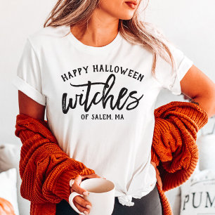 T-shirt En Tri-matière Joyeux Halloween Sorcières Écriture Noire Ville Pe