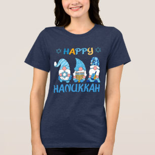 T-shirt En Tri-matière Joyeux Hanoukka Gnomes Dreidel Menorah