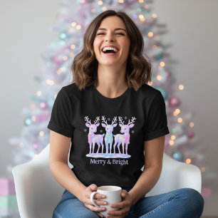 T-shirt En Tri-matière Joyeux & Lumineux Renne Irridescent Noël
