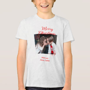 T-shirt En Tri-matière Joyeux Noël arbre de Noël rétro photo enfants