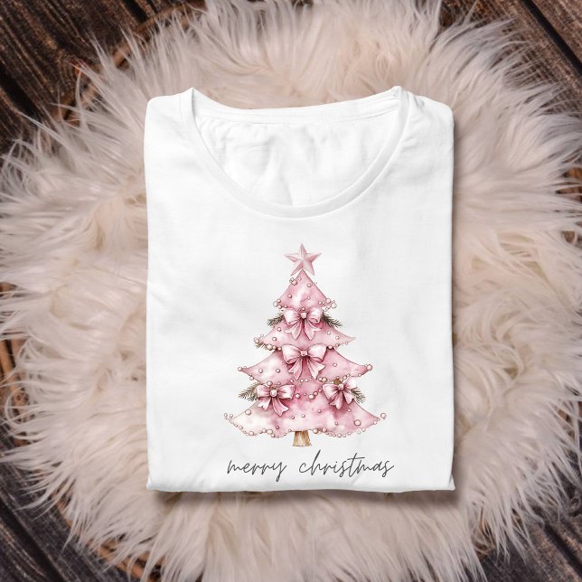 T-shirt En Tri-matière Joyeux Noël Coquette Chemise Arbre Rose (Créateur téléchargé)
