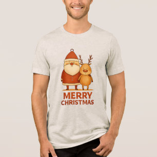 T-shirt En Tri-matière Joyeux Noël – Duo Père Noël et Renne