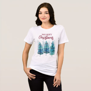 T-shirt En Tri-matière Joyeux Noël Forêt Moderne Arbres Femme T-shirt