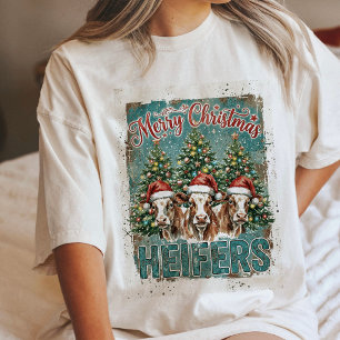T-shirt En Tri-matière Joyeux Noël Génisses Drôles Vaches De Ferme Chapea
