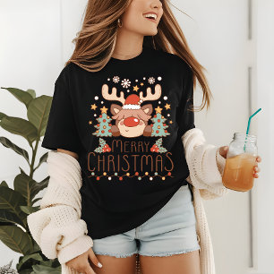 T-shirt En Tri-matière Joyeux Noël mignon renne Whimsical Festin