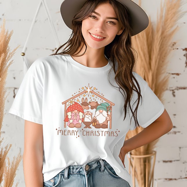 T-shirt En Tri-matière Joyeux Noël Religieux Gnome Manger Noël (Créateur téléchargé)