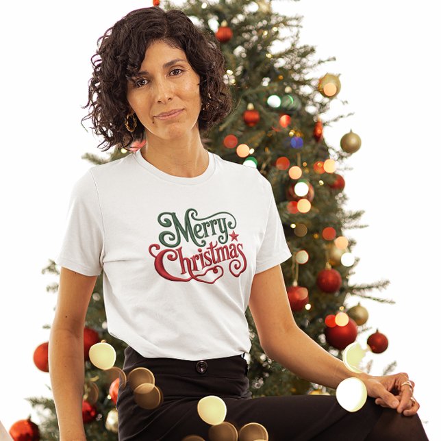 T-shirt En Tri-matière Joyeux Noël Retro Broderie Typographie (Créateur téléchargé)