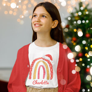 T-shirt En Tri-matière Joyeux Noël Santa Hat Rainbow Personnalisé T-S
