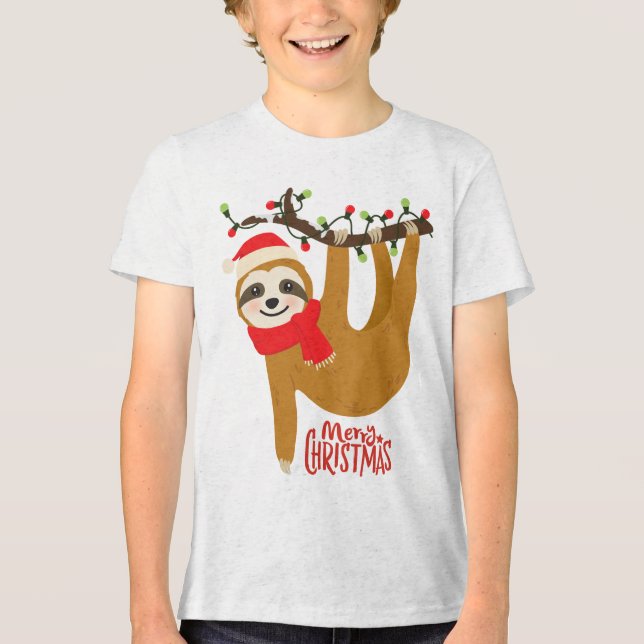 T-shirt En Tri-matière Joyeux Noël Sloth | Vacances (Recto)