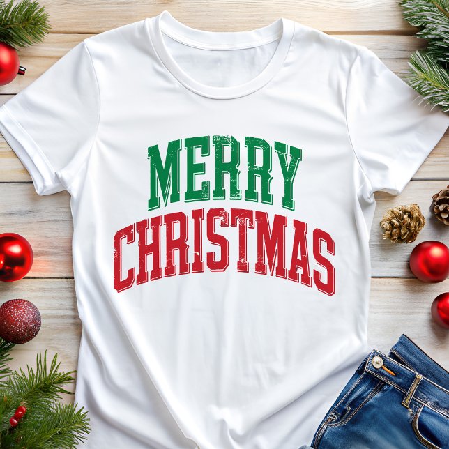 T-shirt En Tri-matière Joyeux Noël Typographie Varsity (Créateur téléchargé)