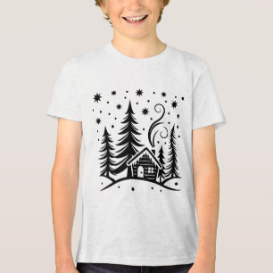 T-shirt En Tri-matière Joyeux Noël Wonderland Trees Maison et étoiles