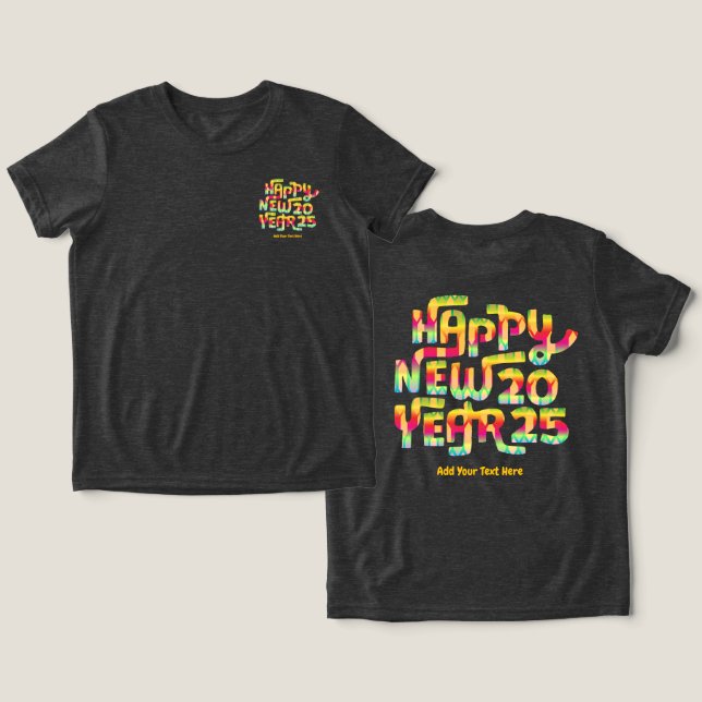 T-shirt En Tri-matière Joyeux Nouvel An 2025 Couleur tendance Personnalis (Design Recto & Verso)