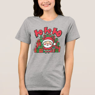 T-shirt En Tri-matière Joyeux Père Noël de dessin animé Noël