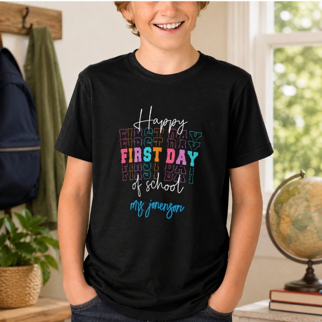 T-shirt En Tri-matière Joyeux premier jour d'école  (Happy First Day of School Tri-Blend Shirt)