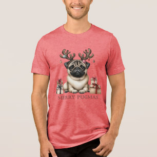 T-shirt En Tri-matière Joyeux Pugmas Noël animal Carlin chien Festive