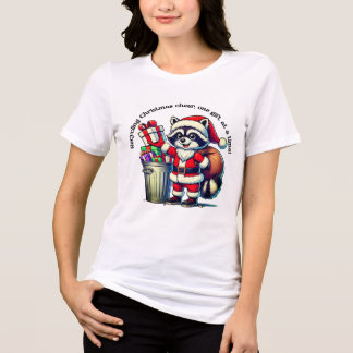 T-shirt En Tri-matière Joyeux raton laveur partage des cadeaux de Noël