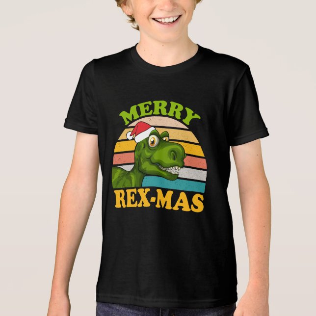 T-shirt En Tri-matière Joyeux Rex-mas Noël Dinosaur Cute Dino (Recto)