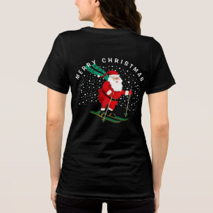 T-shirt En Tri-matière Joyeux Ski de Noël Père Noël Hiver Personnalisé