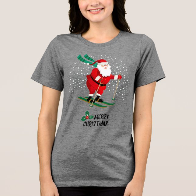 T-shirt En Tri-matière Joyeux Ski de Noël Père Noël Vacances d'hiver (Recto)