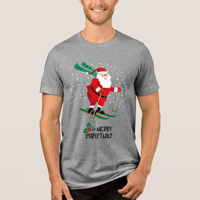 T-shirt En Tri-matière Joyeux Ski de Noël Père Noël Vacances d'hiver (Recto)