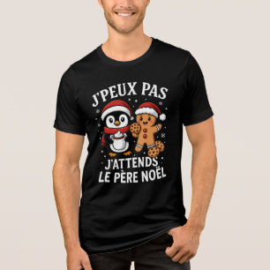 T-shirt En Tri-matière J'peux pas J'attends Le Père Noël Manchot Et Renne
