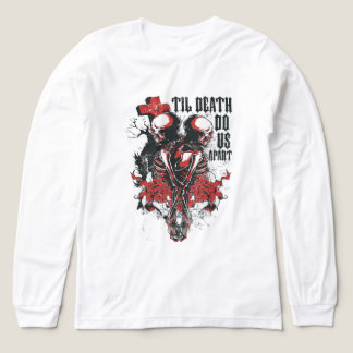 T-shirt En Tri-matière Jusqu'à ce que la mort nous sépare Crâne Rose