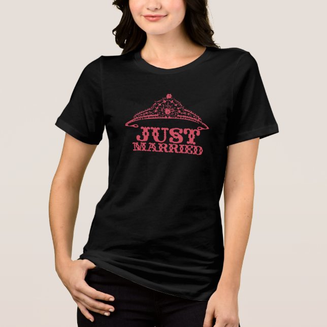 T-shirt En Tri-matière Juste marié Princesse mariée Tiara Mariages (Recto)
