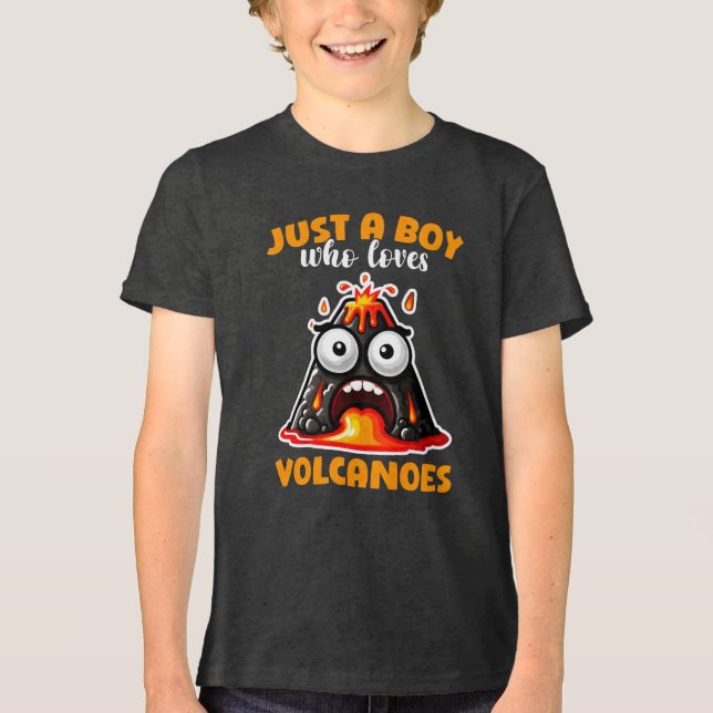T-shirt En Tri-matière Juste Un Garçon Qui Aime Les Volcans Cadeau T-Shir (Recto)