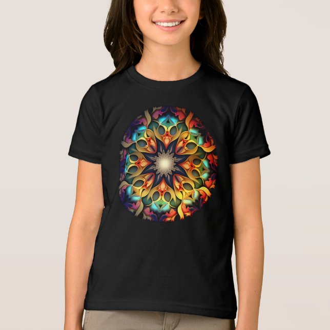 T-shirt En Tri-matière Kaleidoscope Mandala Flower Design-23091 (Recto)