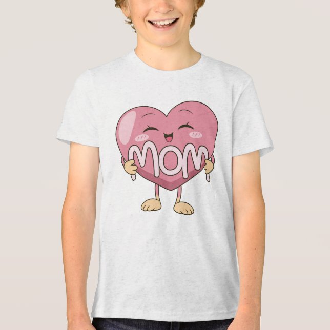 T-shirt En Tri-matière Kawaii Mom Heart Hug Design (Recto)