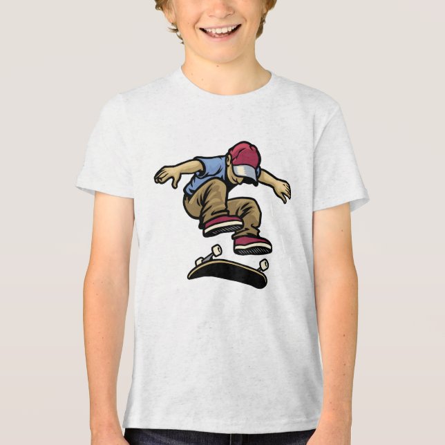 T-shirt En Tri-matière Kids Kick Flip Skateboarder  (Recto)