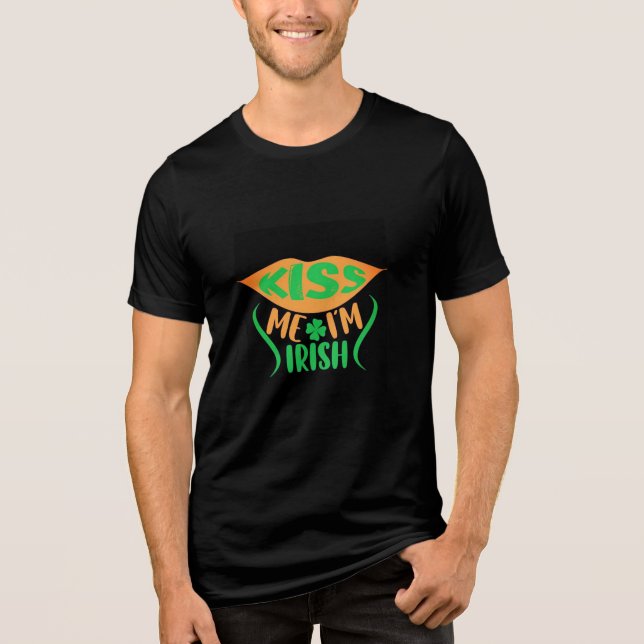 T-shirt En Tri-matière Kiss Me Je suis Irlandais : Chemises Saint Patrick (Recto)