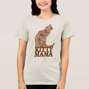 T-shirt En Tri-matière Kitty Mama assis chat au chocolat Brown