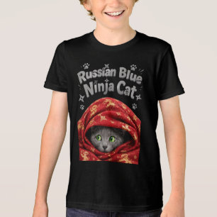 T-shirt En Tri-matière La Furtive et Empesée : Chat Ninja Bleu Russe