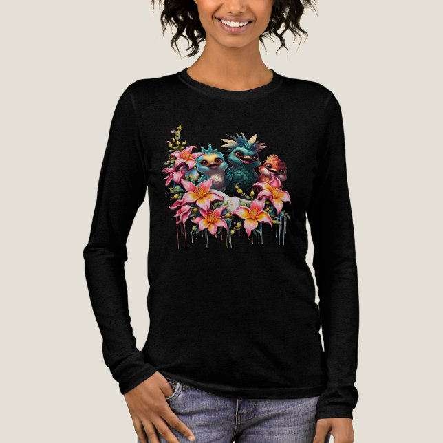 T-shirt En Tri-matière La magie des oiseaux dans une mer de ​ fleurs ​, (Recto)