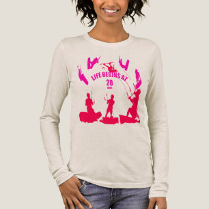 T-shirt En Tri-matière La vie commence à 20 nœuds Silhouettes roses rouge