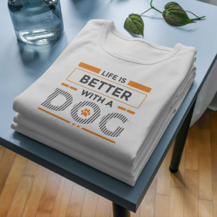 T-shirt En Tri-matière La vie est meilleure avec un chien moderne gris et