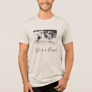 T-shirt En Tri-matière "La vie est une plage" Photo gris noir Motivationn