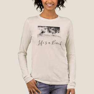 T-shirt En Tri-matière "La vie est une plage" Photo gris noir Motivationn