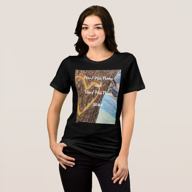 T-shirt En Tri-matière Lac Tahoe Blue Water Tree Heart Love (Recto plein)