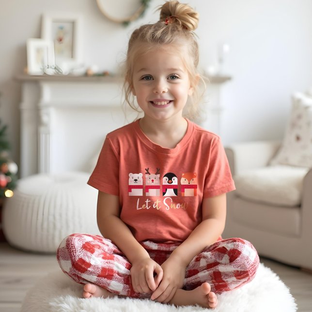 T-shirt En Tri-matière Laisser neiger | Renne, Ours polaire, Pingouin et  (Let It Snow | Reindeer, Polar Bear, Penguin & Fox Tri-Blend Shirt)
