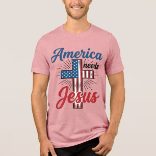 T-shirt En Tri-matière L'Amérique a besoin de Jésus conception de chemise
