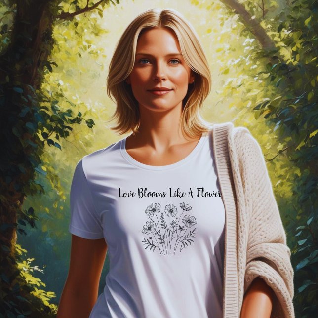 T-shirt En Tri-matière L'amour s'épanouit comme une fleur Conception vint (Créateur téléchargé)