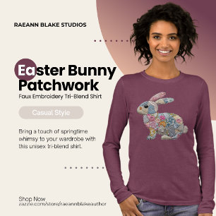 T-shirt En Tri-matière Lapin de Pâques Patchwork Fausse Broderie